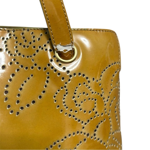 CHANEL Perforated Camellia Patent Leather Tote - Picture 6 of 16